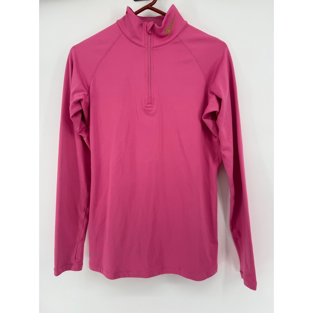 Nike Pro Combat‎ Fitted Half Zip Pullover Long Sleeve Top Hot Pink Medium
